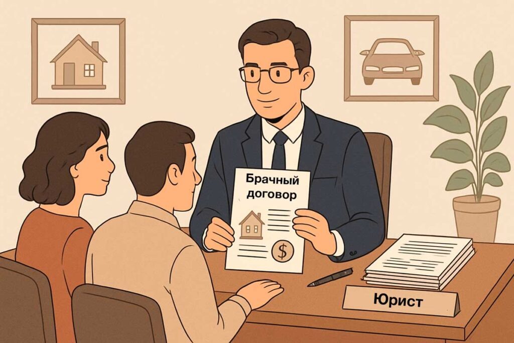 нотариус зачитывает условия брачного договора паре