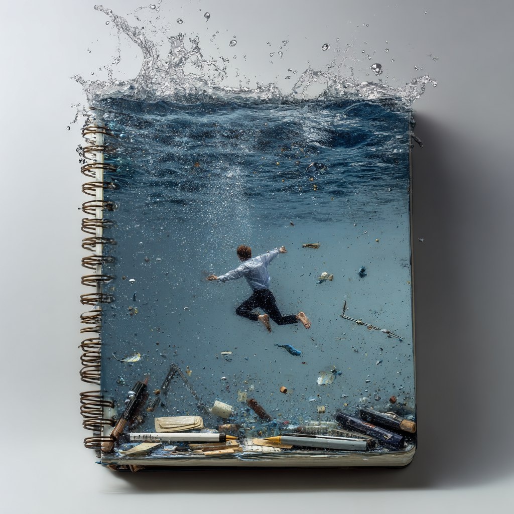 Тонете в блокнотах и книгах? Моя иллюстрация с помощью нейросетей