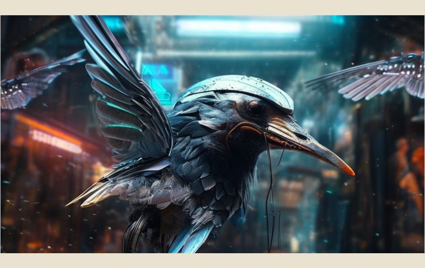 Интерпретация сетью Кандинский 3.1 фразы 'Первые ласточки нового нейробизнеса уже вовсю летают по рынку'