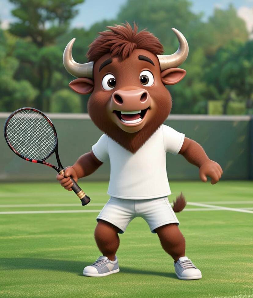 Бизончик в традиционном уимблдонском костюме