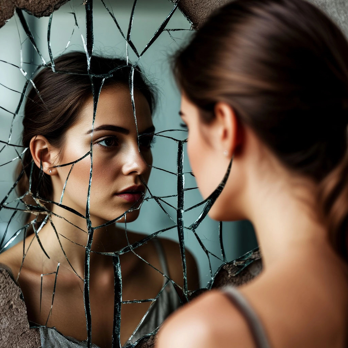 Стилизованное изображение: отражение в зеркале