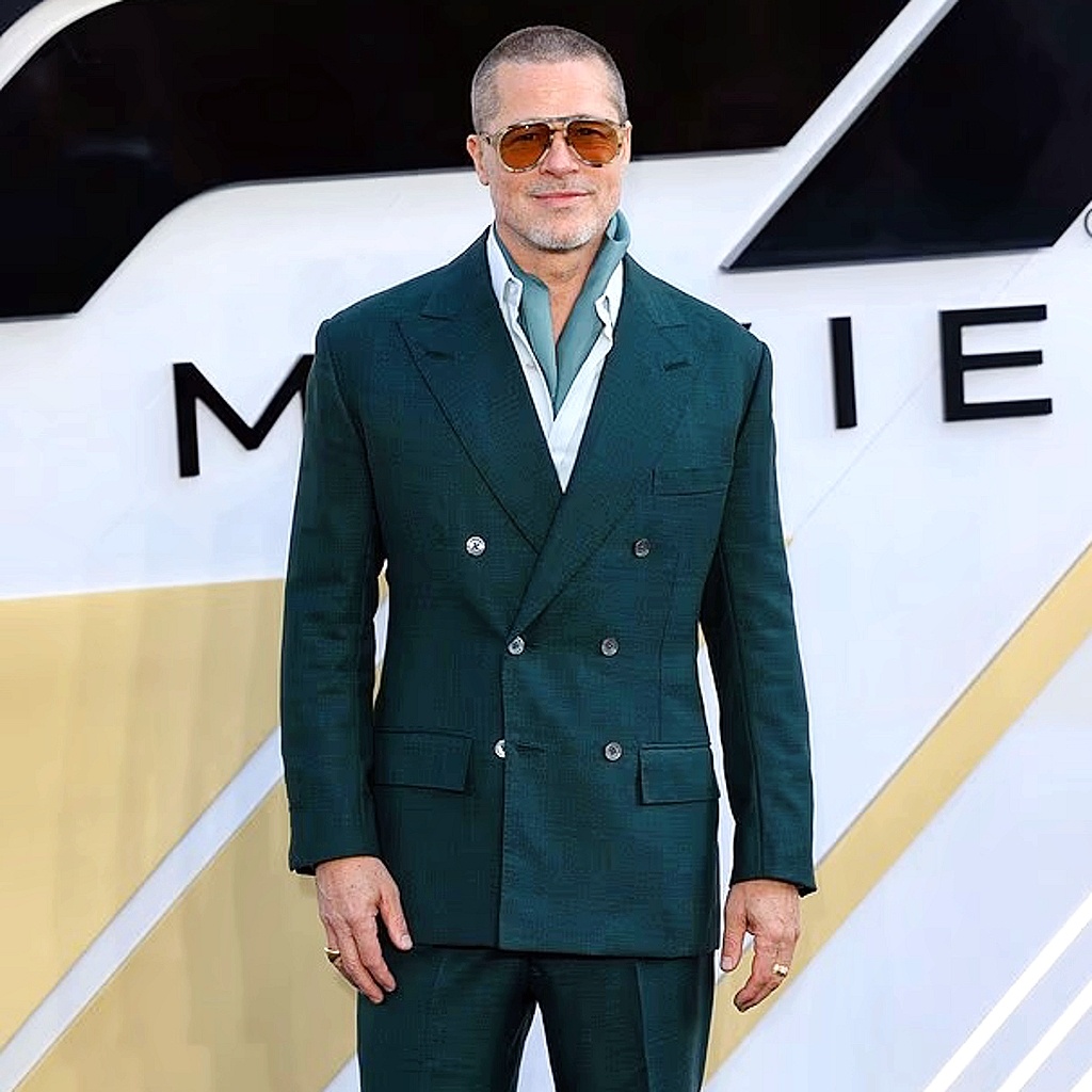 Брэд Питт в ходе мирового пресс-тура фильма «Формула-1»  в Лондоне, 2025 г