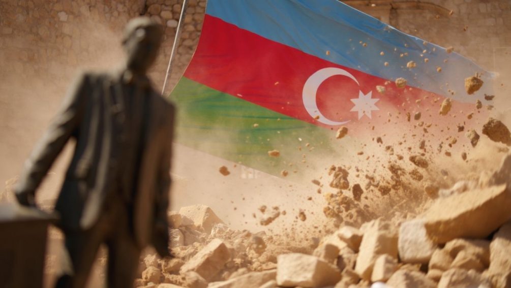   Азербайджан цинично разрушил памятник. Иллюстрация: "Блокнот"