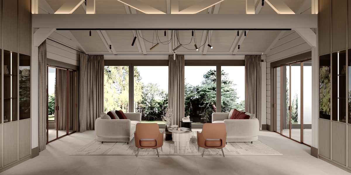 Вместо простого перехода теперь здесь гостиная с видом в долину