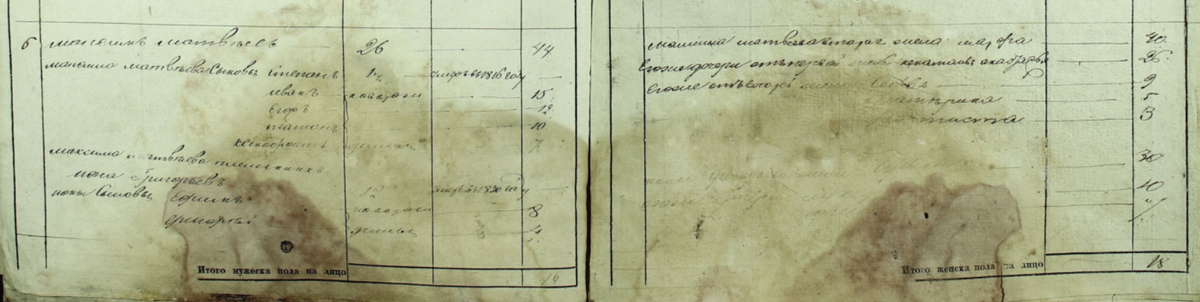 Ревизская сказка 1834г. Старая Пижанка. Листы правда немного подпорчены, но разобрать текст еще можно, если приглядеться. Вон она моя Феоктиста 3 года, от второй жены Максима Матвеевича.