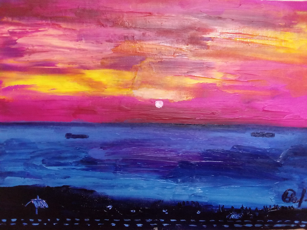 Моя картина "Ночь". Кстати продаётся холст на ДВП 21*30 см