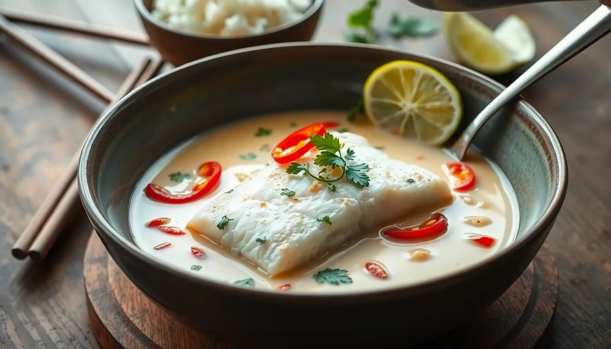Треска в кокосовом соусе с лаймом и чили