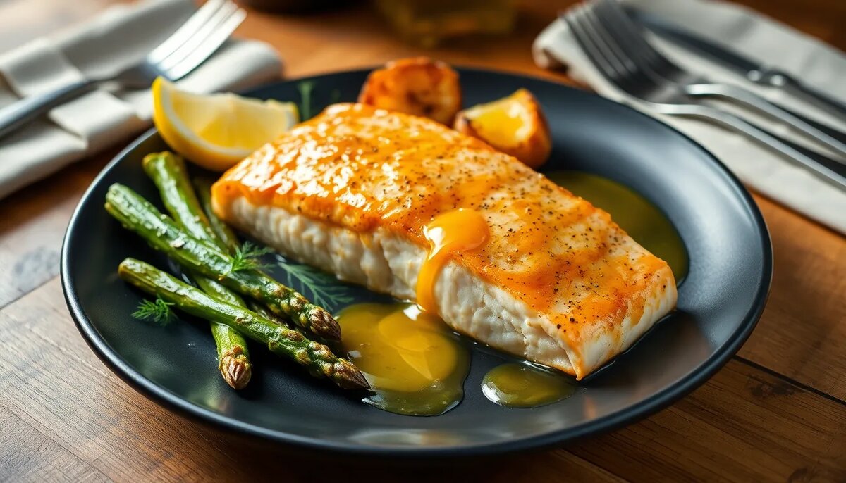 🐟 Запечённый лосось с горчично-медовой корочкой и травами 