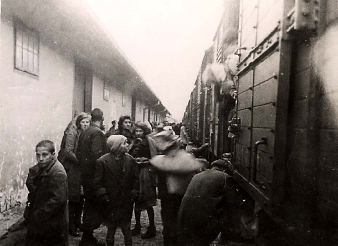 Новые узники прибыли на поезде. Треблинка.