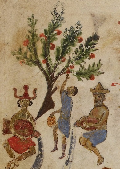 Сбор плодов. Феодоровская псалтирь. 11 в.