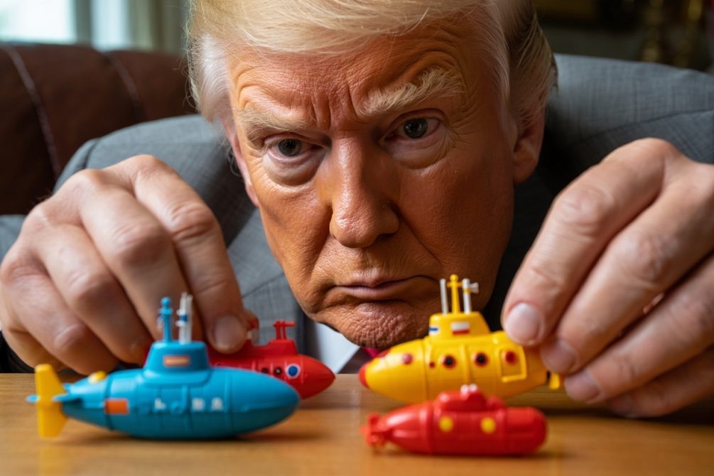    Трампу надо задуматься: может, теперь послать ядерные подлодки еще и поближе к Индии? (Иллюстрация: нейросети).