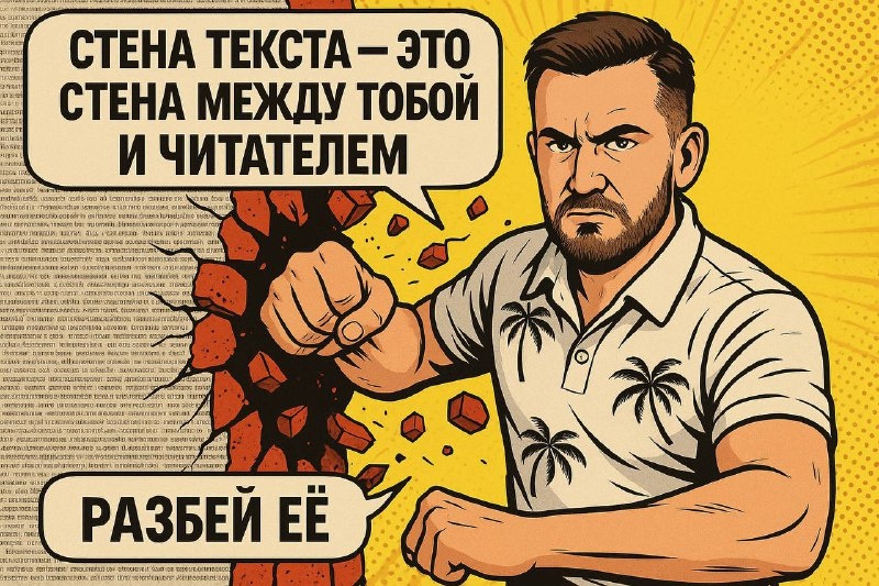 Разбивай текст на абзацы, дабавлять заголовки и позаголовки.