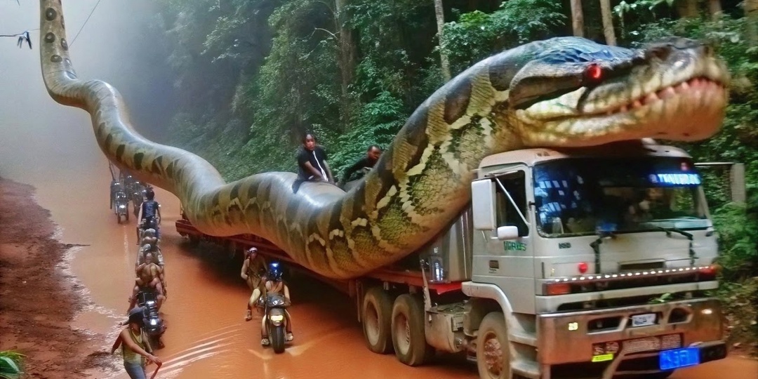 ЭТА ЗМЕЯ НАСТОЛЬКО ГИГАНТСКАЯ, ЧТО ЕЕ ПЕРЕВОЗИЛИ НА ГРУЗОВИКАХ