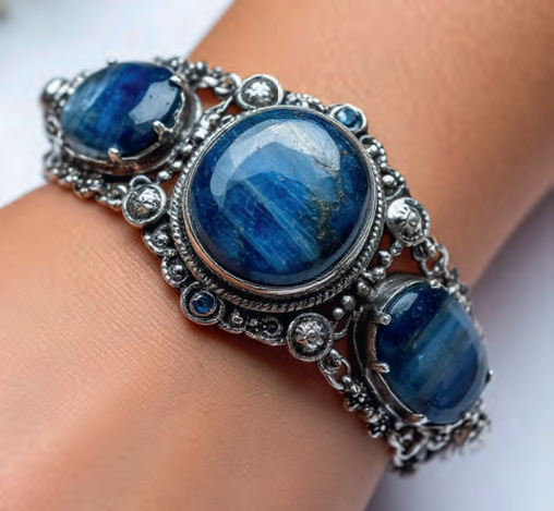 Браслет, кианит, серебро