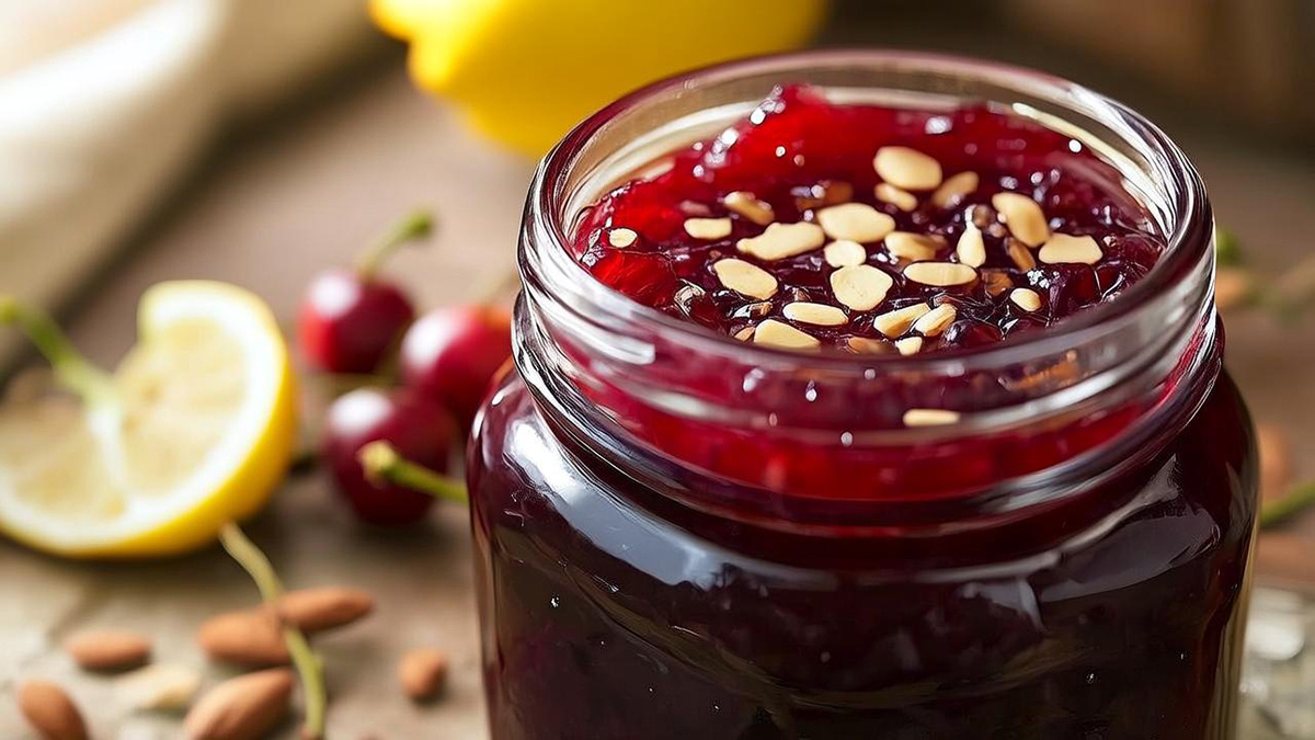 Вишневый джем с лимонным соком и миндалем