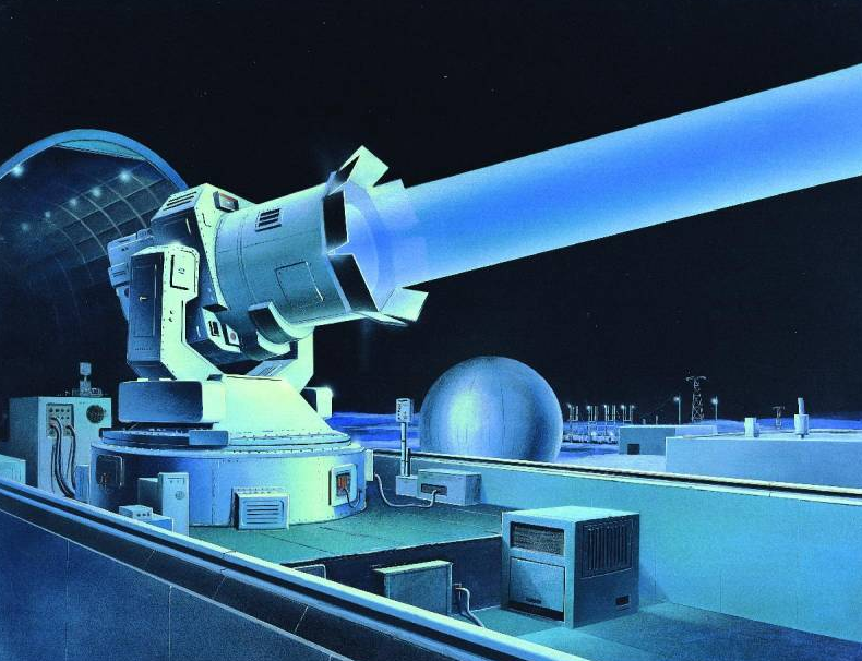 Лазерное оружие СССР глазами западных художников. Любопытно, что в США советские разработки ценили гораздо выше, чем на Родине, где к концу 80-х годов тему сильно урезали в финансировании. Рисунок Soviet Military Power 