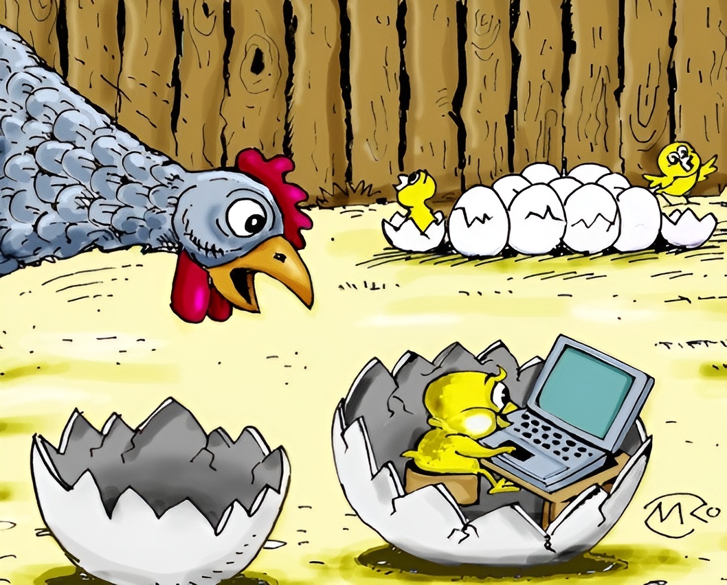 Художник: Константин Мальцев. Карикатура: "Яйца курицу не учат".