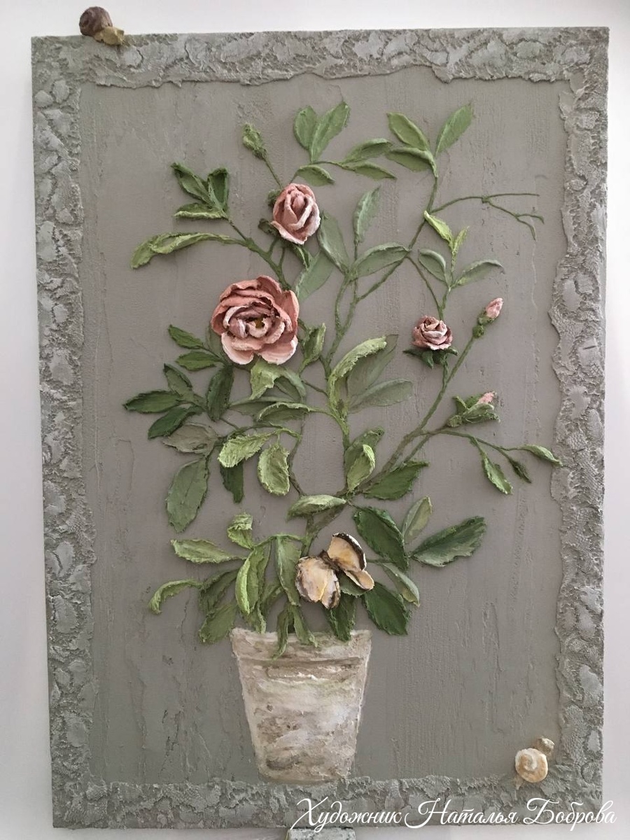 Картина из декоративной штукатурки. Художник Наталья Боброва 