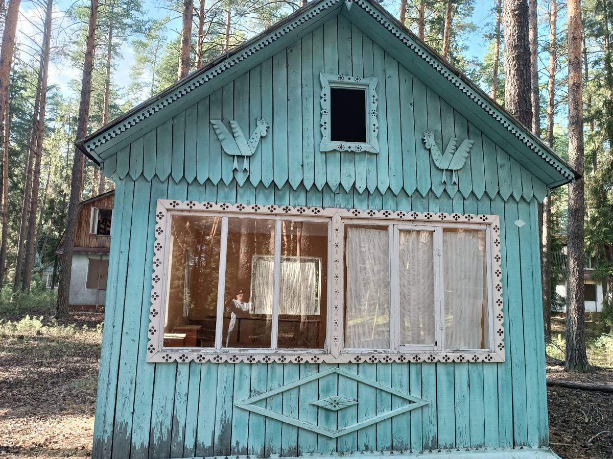 Людим старались, украшали домик резьбой, больше 20 лет прошло, а он еще стоит почти целый