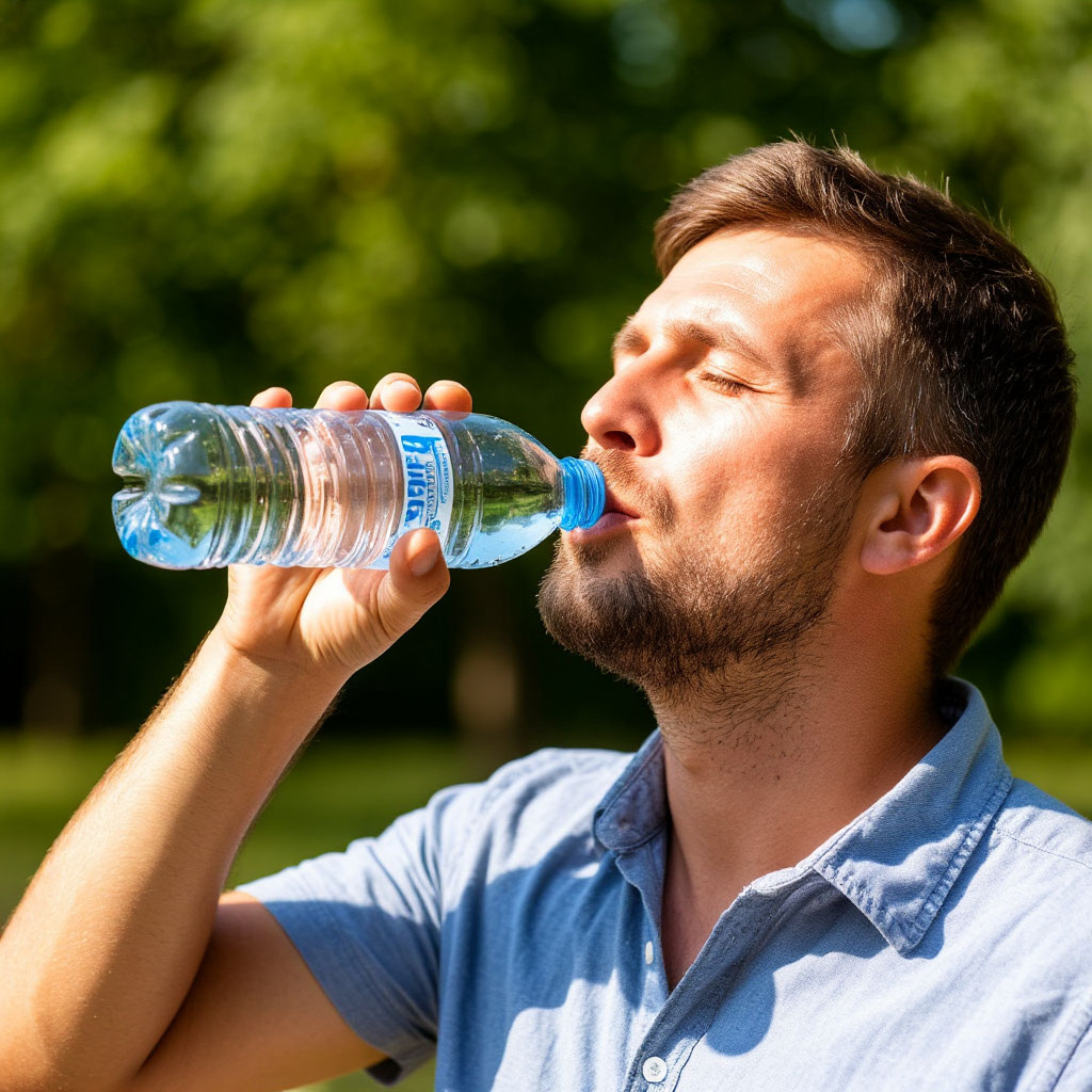 Человек пьёт воду