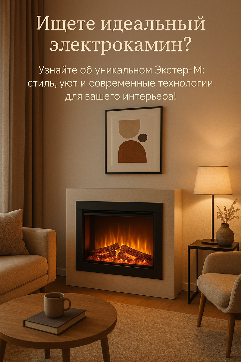    Электрокамин Экстер-M: как создать уютный интерьер с эффектом живого пламени и высокими технологиями японского качества Kamin