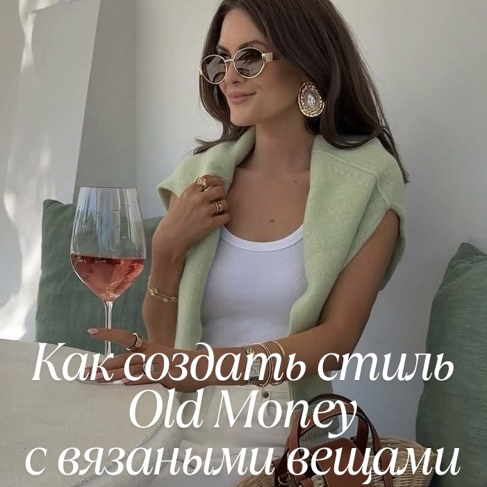 Свитер ручной работы накинутый на плечи добавляет образу стиль. Рекомендуем связать из премиальной шерсти Овца БеБе в цвете «зеленый дым