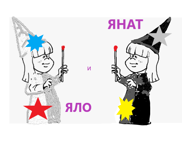 Это мы - Янат и Яло. Здравствуйте. А сейчас мы покажем вам фокусы!