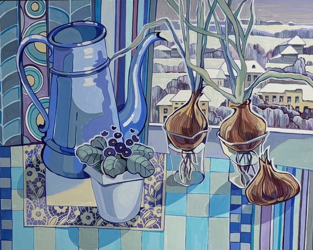 Ольга Гилёва "Настроение февраль", 2023, картон, темпера, 37х47 см