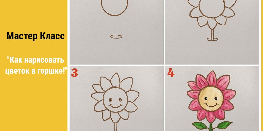 Мастер Класс по Рисованию: "Как нарисовать цветок в горшке!"