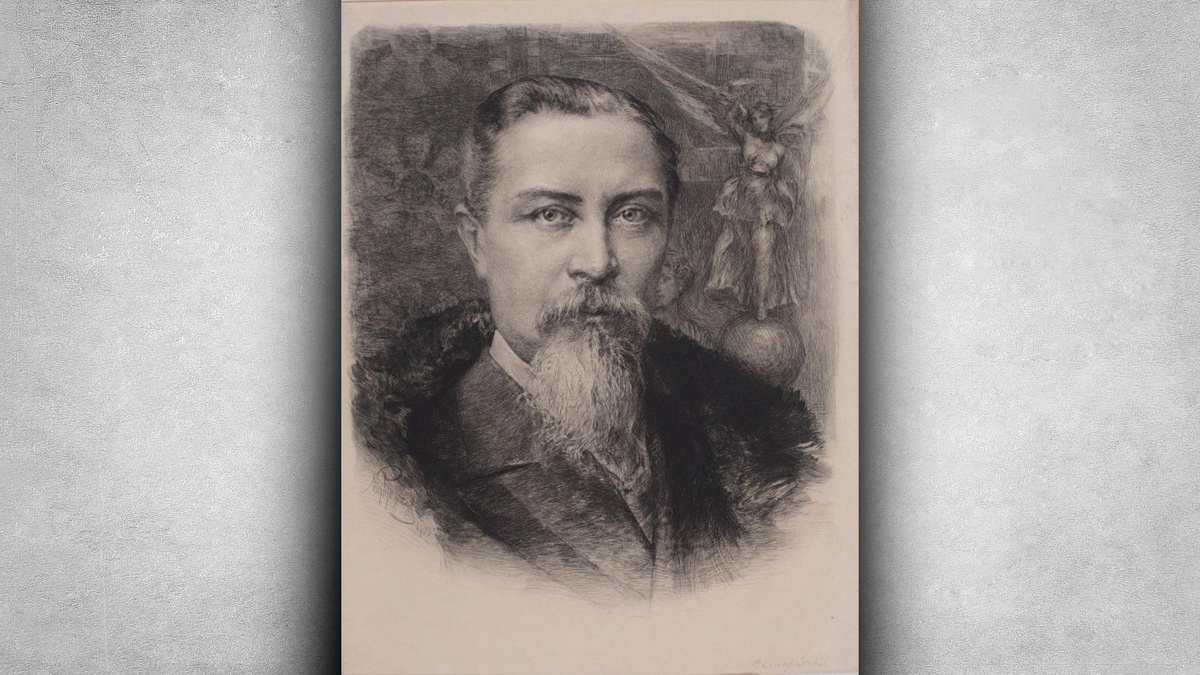 Михаил Рундальцев - Портрет Г.И. Семирадского (гравюра), 1903 г.