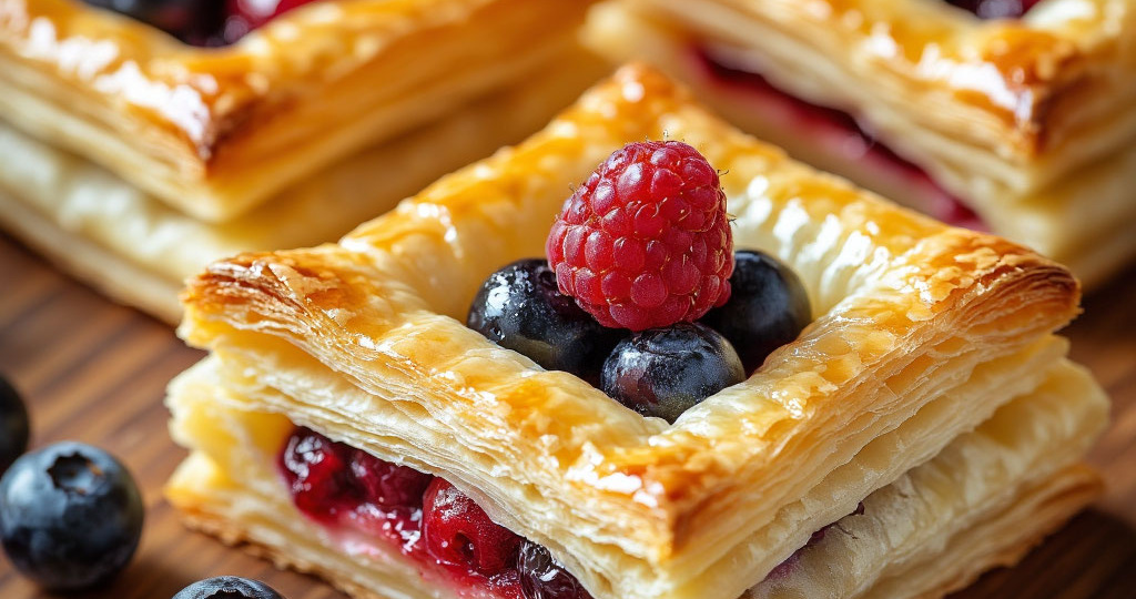 Воздушные слойки с ягодной начинкой