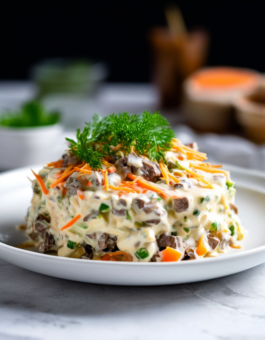 Кето-салат с куриной печенью и грибами