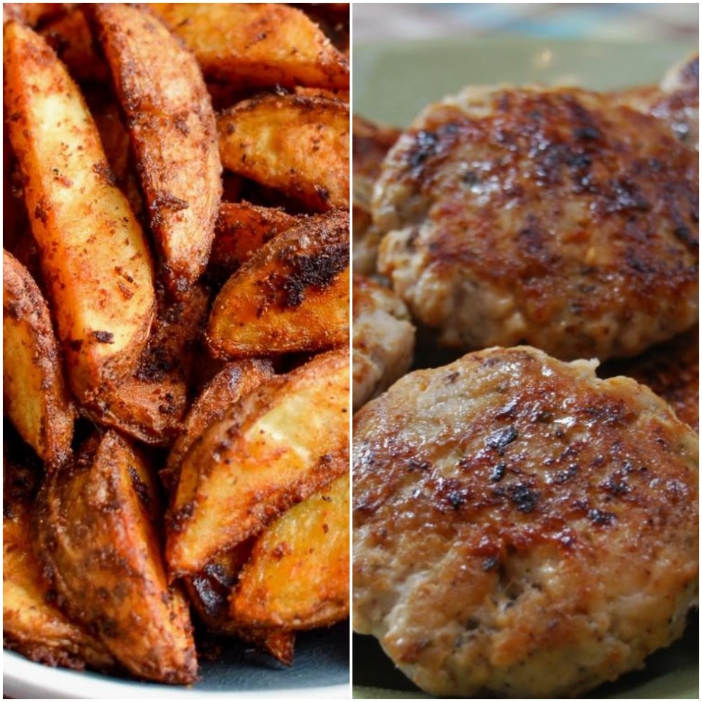 Картофель по‑деревенски с домашними котлетами