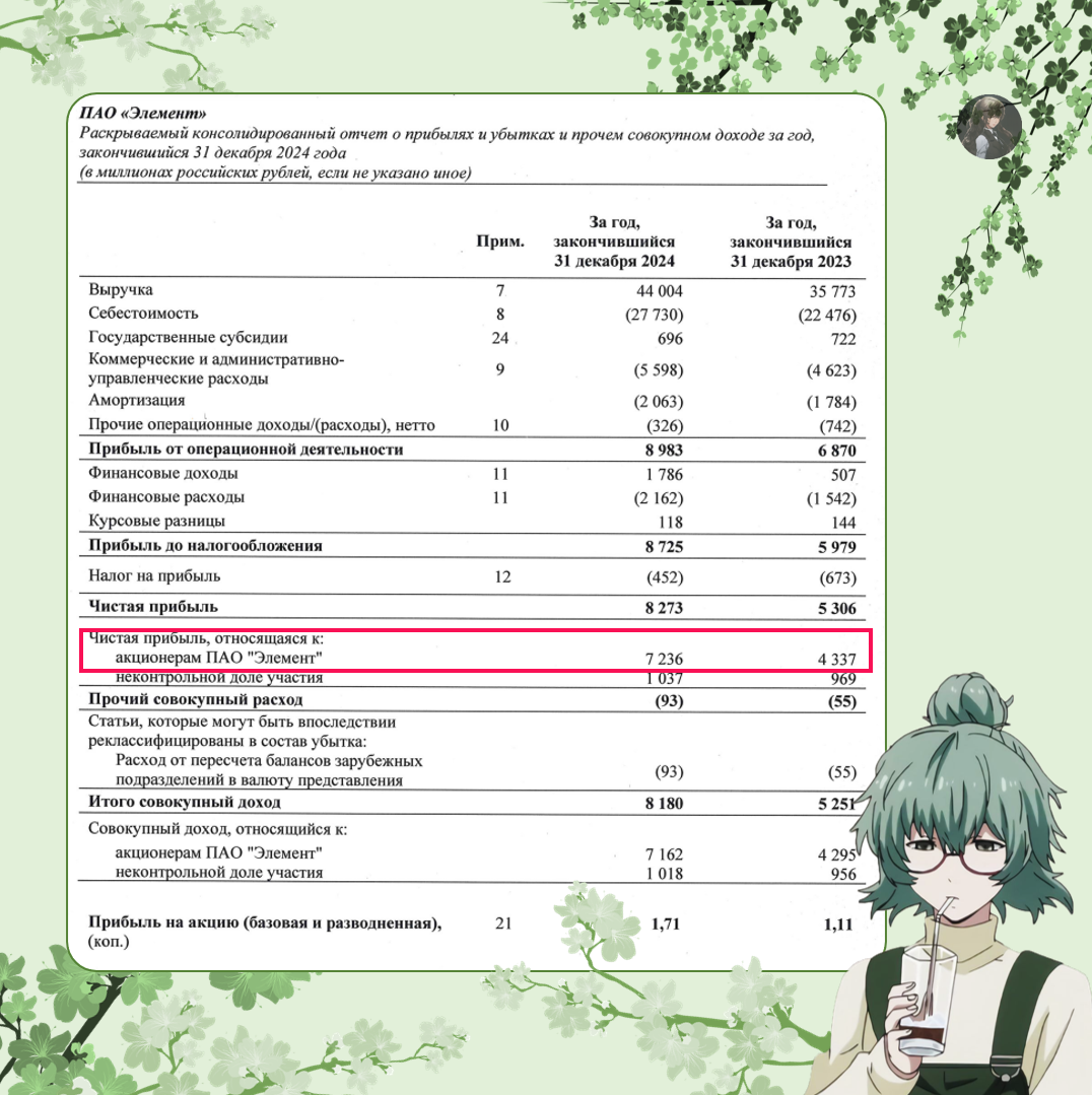 Рисунок 1.1 Из МСФО-2024 ПАО Элемент