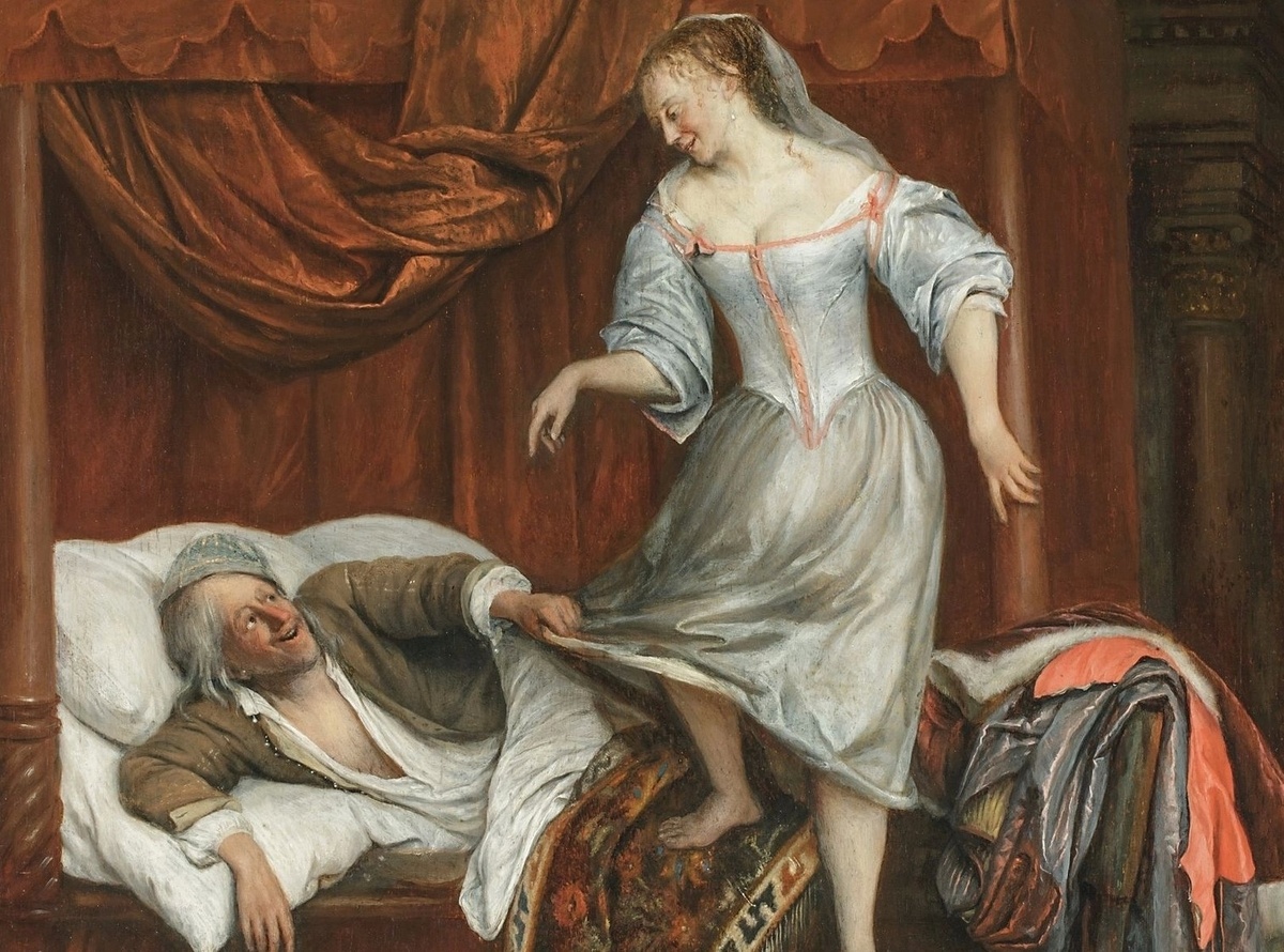 Ян Стен «Пара в спальне», фрагмент