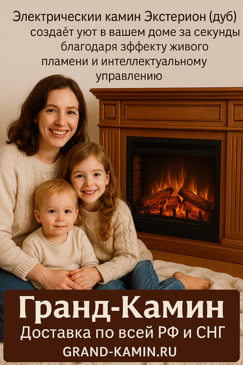    Электрический камин Экстерион (дуб) создаёт уют в вашем доме за секунды благодаря эффекту живого пламени и интеллектуальному управлению Kamin