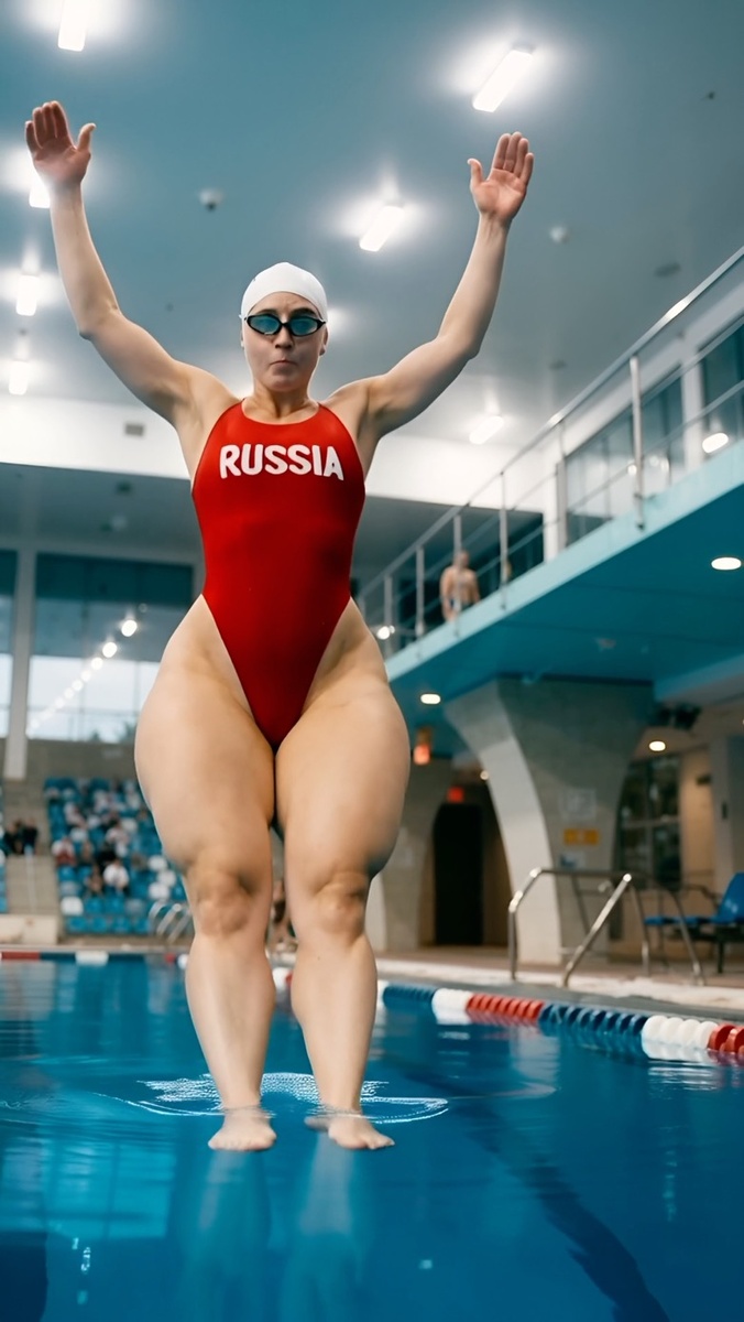 Кира Малинина в прыжке с трамплина