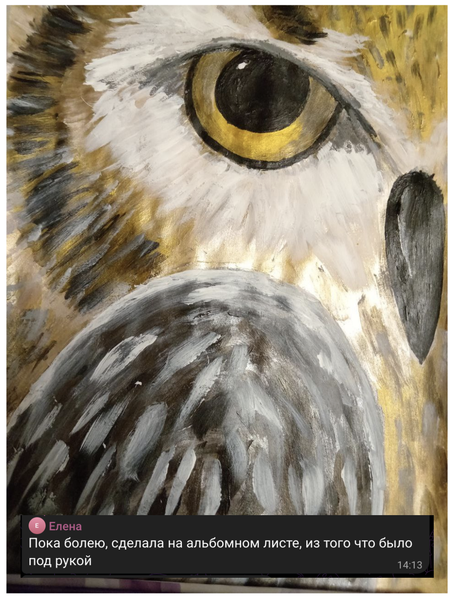 Работа Елены по МК "Сова" на альбомном листе