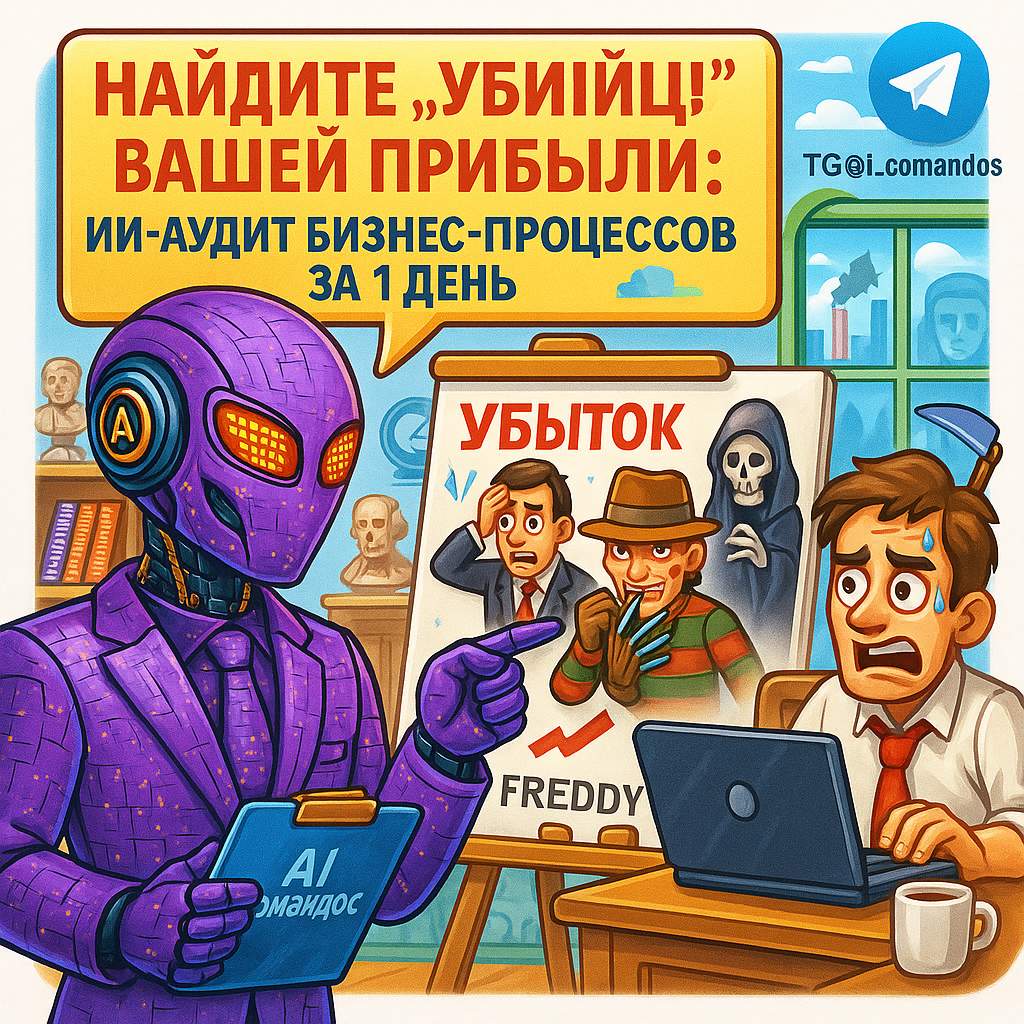    Найди 5 "убийц" прибыли: ИИ-аудит бизнес-процессов с гарантией окупаемости за 24 часа. Дмитрий Попов | Comandos.ai