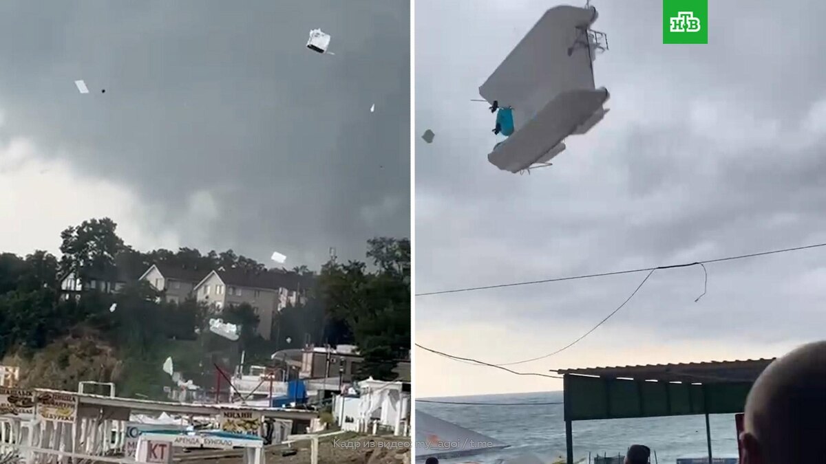    Смерч разнес пляж в Краснодарском крае