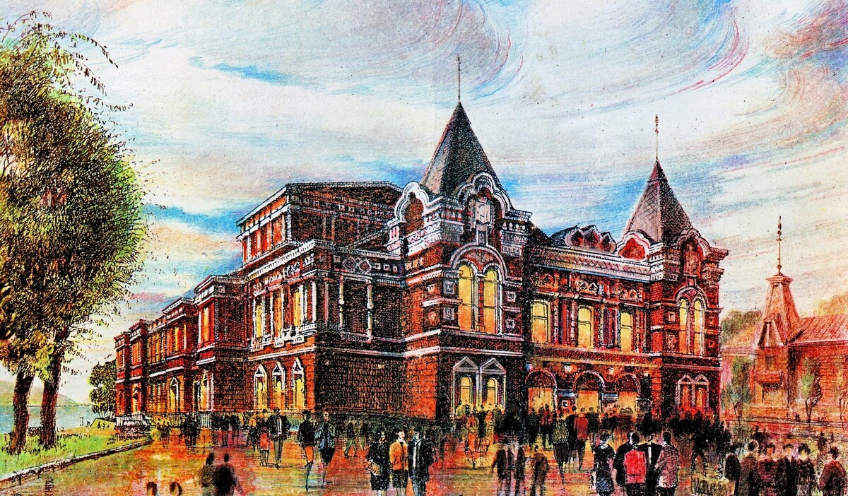 Самарский театр драмы на рисунке Вагана каркарьяна. Изображение из открытых источников в интернете