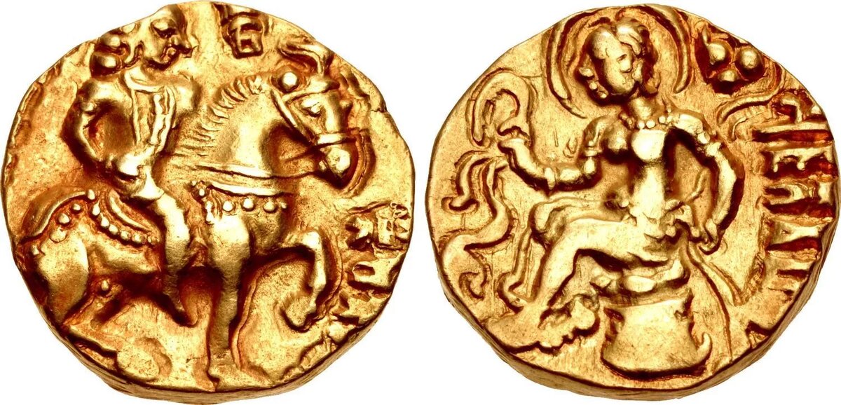 Ф. Золотой статер Кушанидов. (Гупта, Чандрагупта II, динар 
coins.su