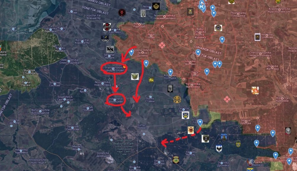    Карта СВО. ВС РФ прорвали оборону ВСУ у Торского и вплотную приблизились к Лиману.