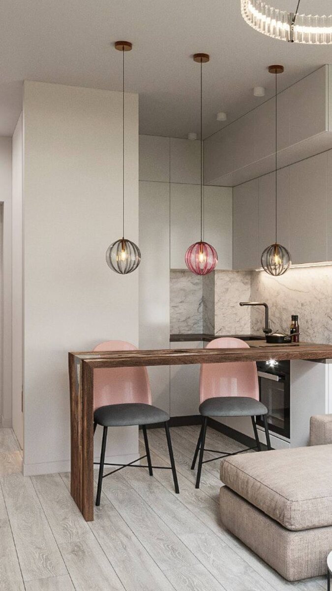 Дизайн-проект кухни в квартире 30 кв. м в ЖК «Селигер Сити» от ГК «Поколение»