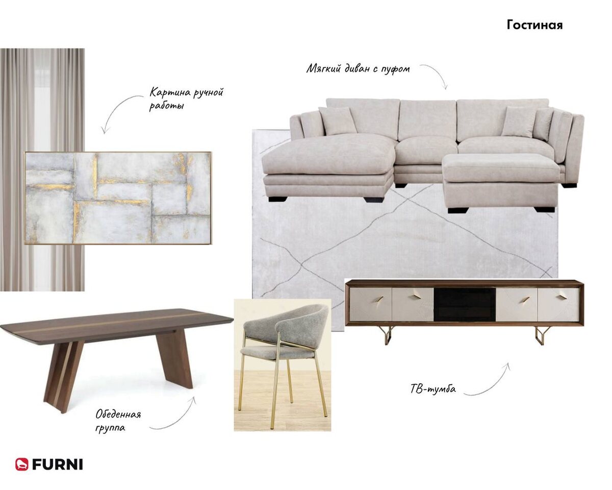 Авторский дизайн меблировки виллы Sur La Mer; проект Furni в Дубае