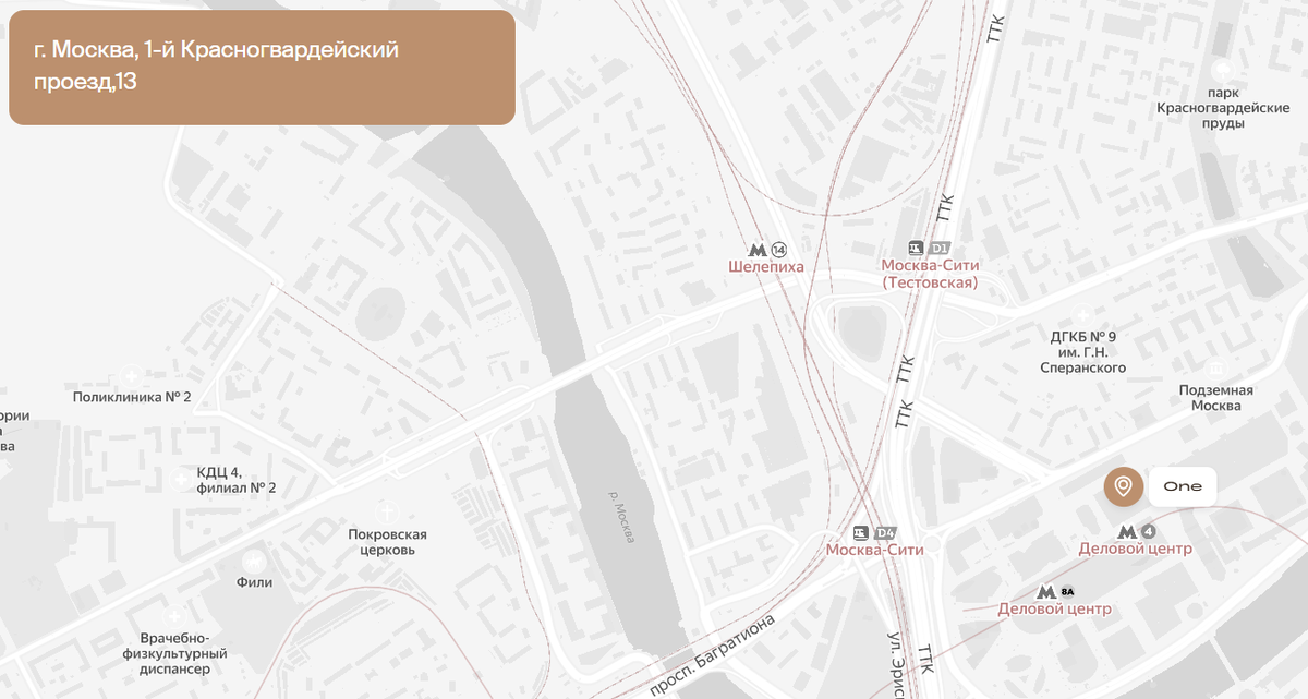 Проект «ONE» в Москве, расположение 