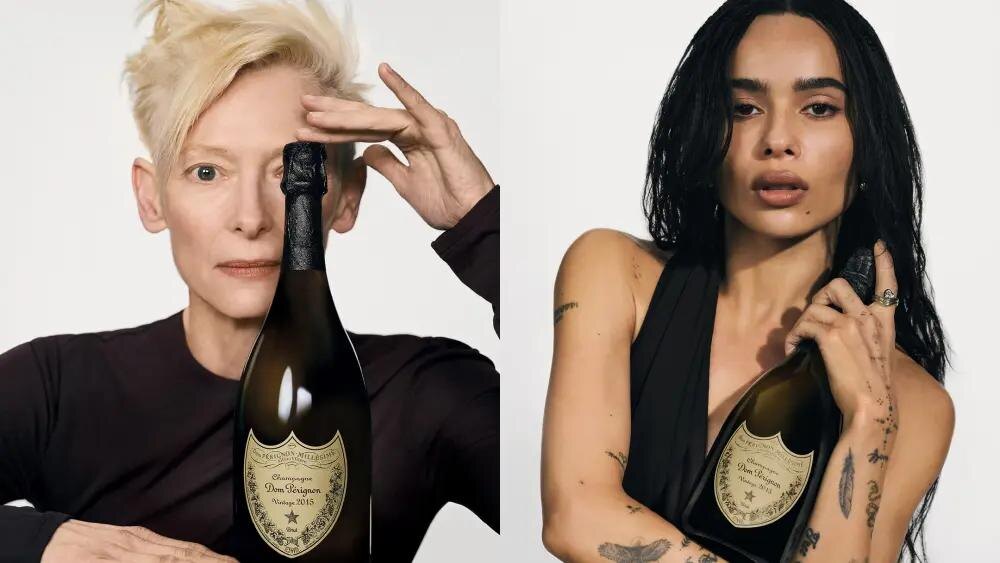 Тильда Суинтон и Зои Кравиц с Dom Perignon (фото из открытых источников)