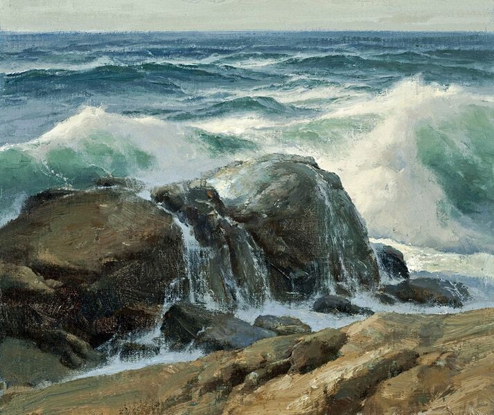 На мастер–классе изобразим морской вид по мотивам современного американского художника Дональда Демерса.