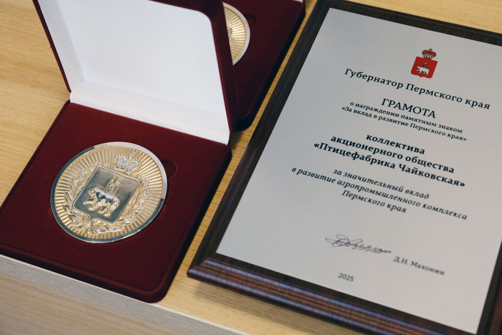 Награда для коллектива АО "Птицефабрика Чайковская". Источник: permkrai.ru Автор фото: Пресс-служба Правительства Пермского края📷

