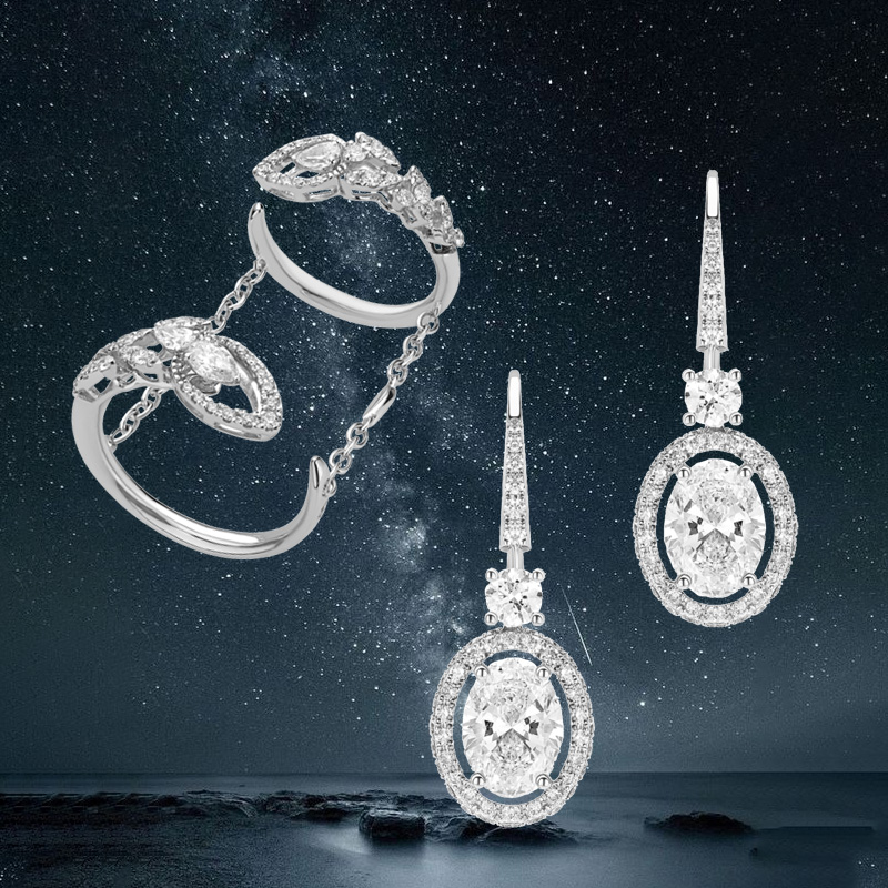 Кольцо Casato Yasmeen и серьги Mercury Classic из белого золота с бриллиантами